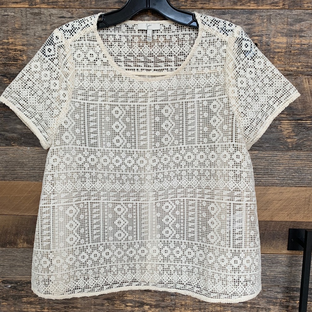 Joie Short Sleeved Lace Blouse